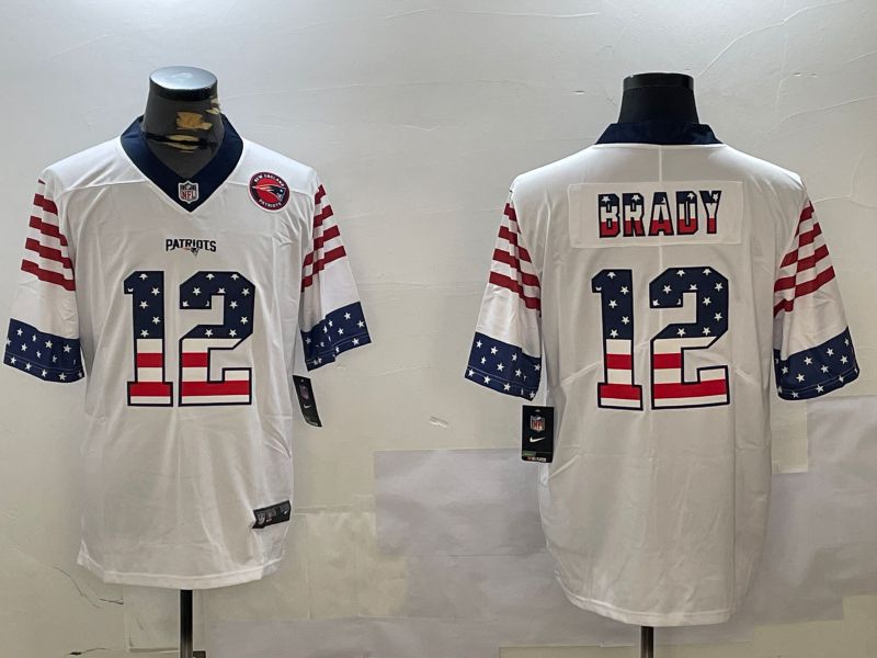 Men New England Patriots #12 Brady White National Flag 2024 Nike Limited NFL Jersey style 2->buffalo bills->NFL Jersey
